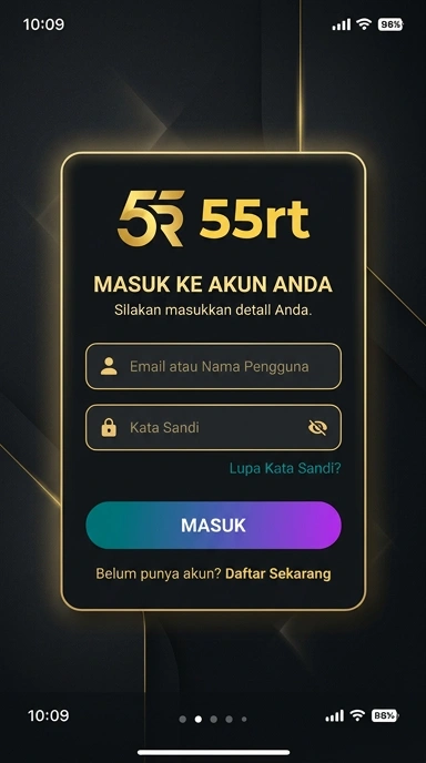 Tampilan halaman login 55rt