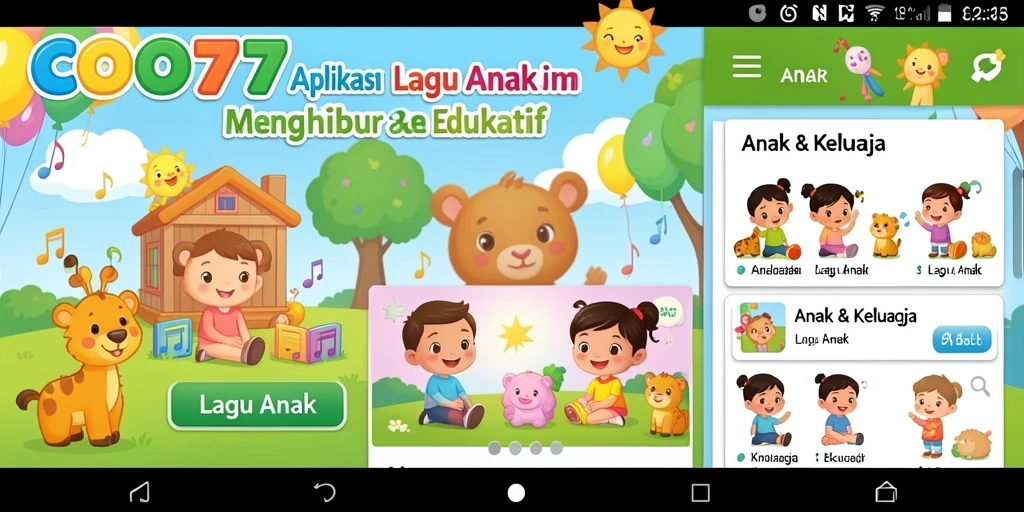 Antarmuka intuitif aplikasi COO77 untuk Lagu Anak.