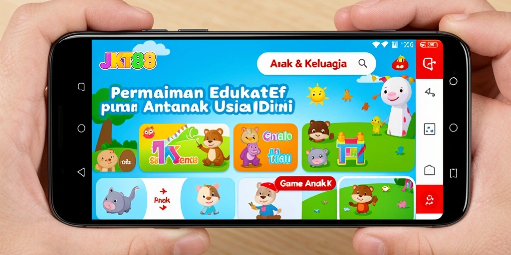 Tampilan antarmuka JKT88 yang ceria dan ramah anak.